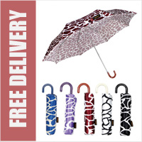 Compact Animal Print Umbrella with Crook Handle